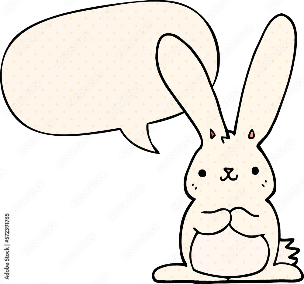 cartoon rabbit and speech bubble in comic book style cartoon rabbit and speech bubble in comic book style