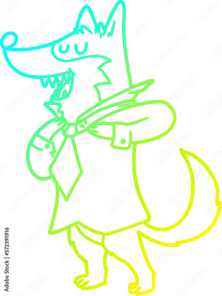 cold gradient line drawing cartoon office wolf getting dressed cold gradient line drawing cartoon office wolf getting dressed