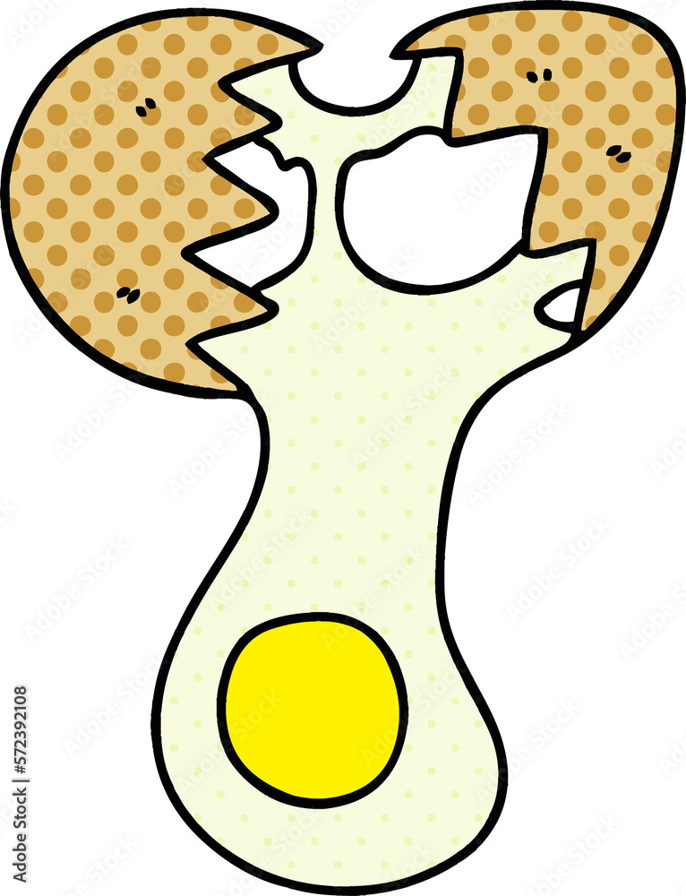 quirky comic book style cartoon cracked egg quirky comic book style cartoon cracked egg