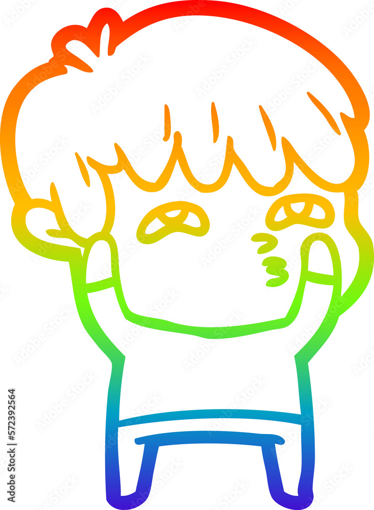 rainbow gradient line drawing cartoon curious man rainbow gradient line drawing cartoon curious man