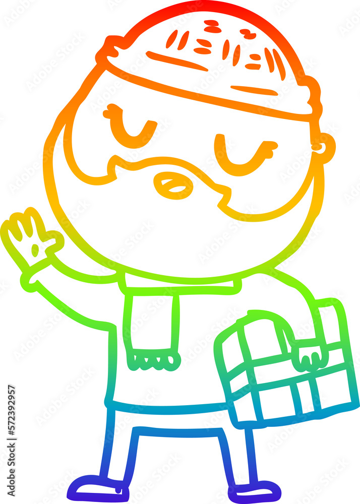 rainbow gradient line drawing cartoon man with beard rainbow gradient line drawing cartoon man with beard