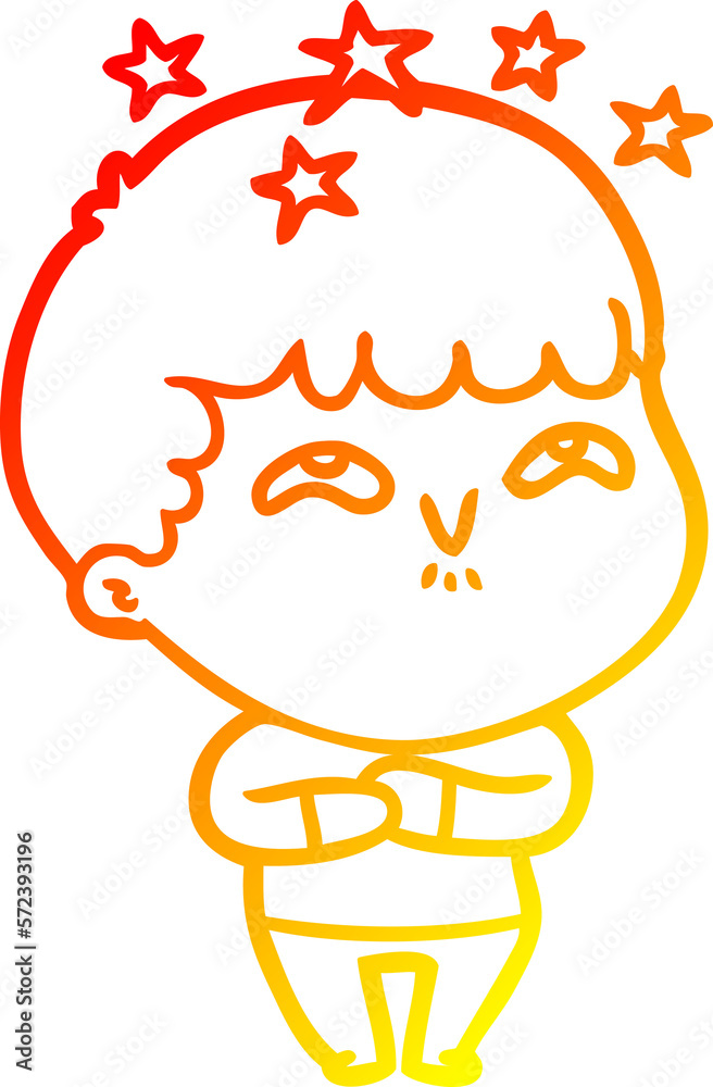 warm gradient line drawing cartoon amazed boy