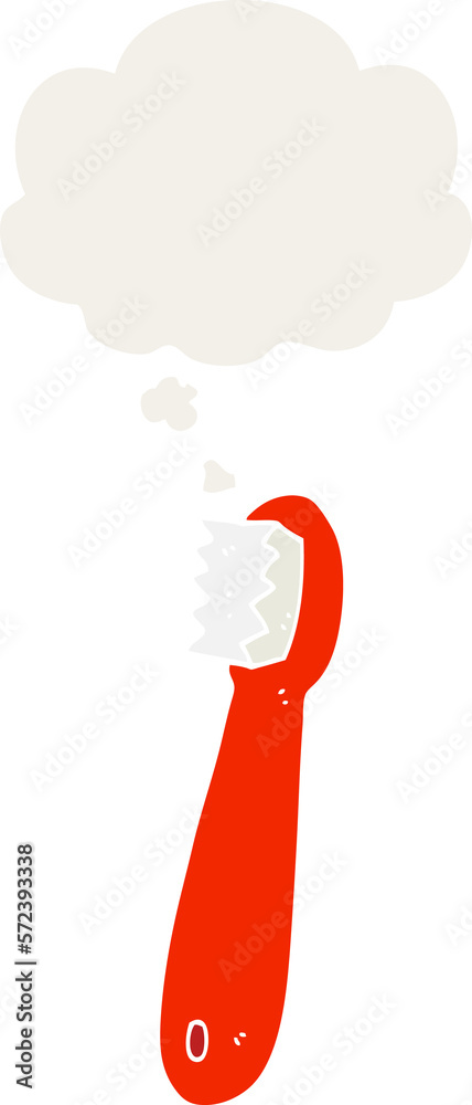 cartoon toothbrush and thought bubble in retro style cartoon toothbrush and thought bubble in retro style