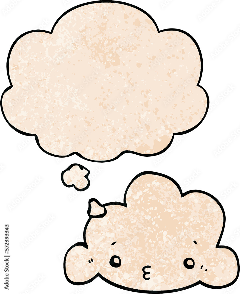 cute cartoon cloud and thought bubble in grunge texture pattern style cute cartoon cloud and thought bubble in grunge texture pattern style