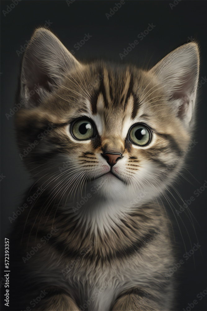 portrait of a cat - Cute Kitten - Created with Generative AI technology. portrait of a cat - Cute Kitten - Created with Generative AI technology.
