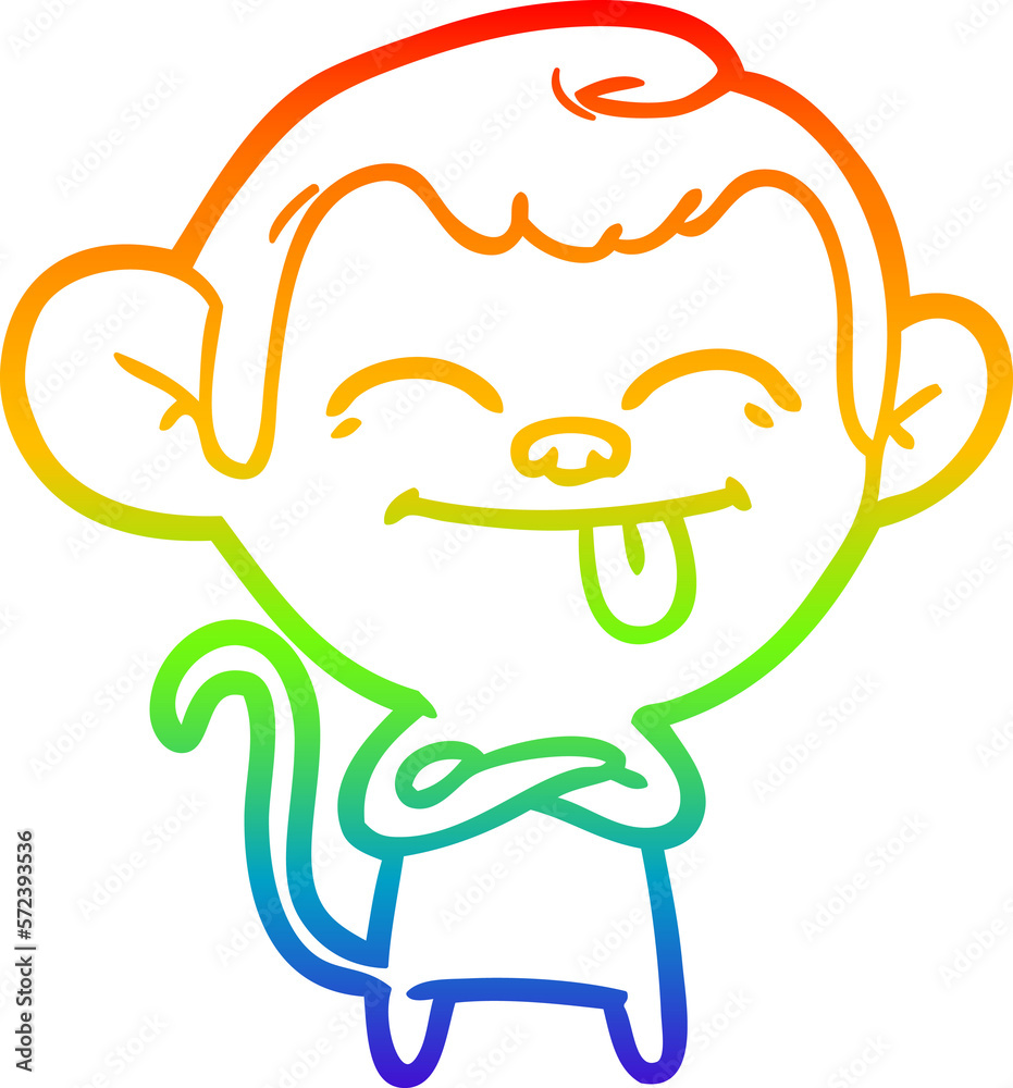 rainbow gradient line drawing funny cartoon monkey rainbow gradient line drawing funny cartoon monkey