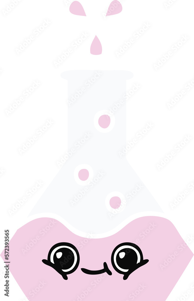 flat color retro cartoon science beaker flat color retro cartoon science beaker
