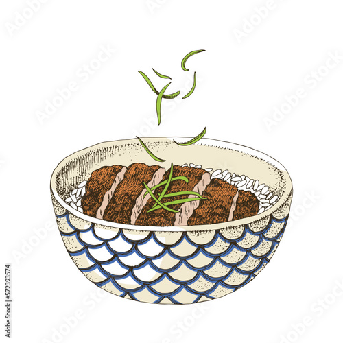 Japanes Katsudon. Pork cutlet on rice