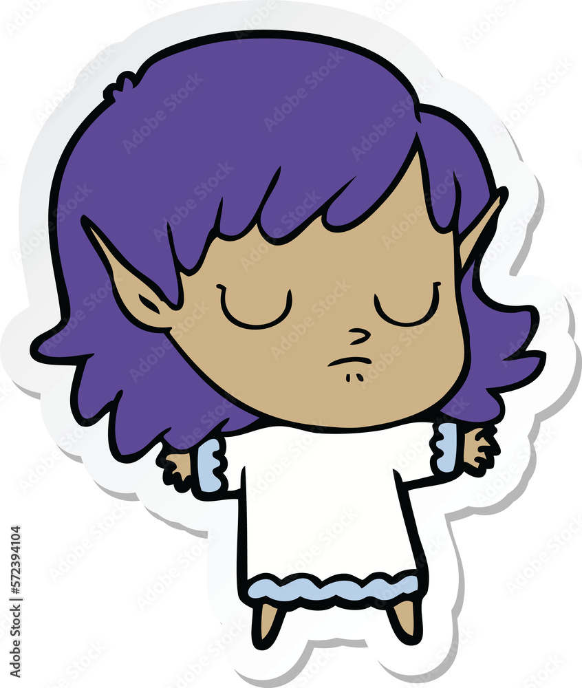 sticker of a cartoon elf girl