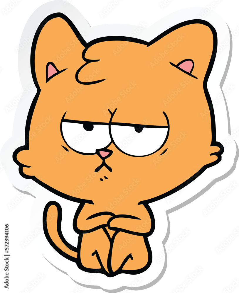 sticker of a bored cartoon cat sticker of a bored cartoon cat