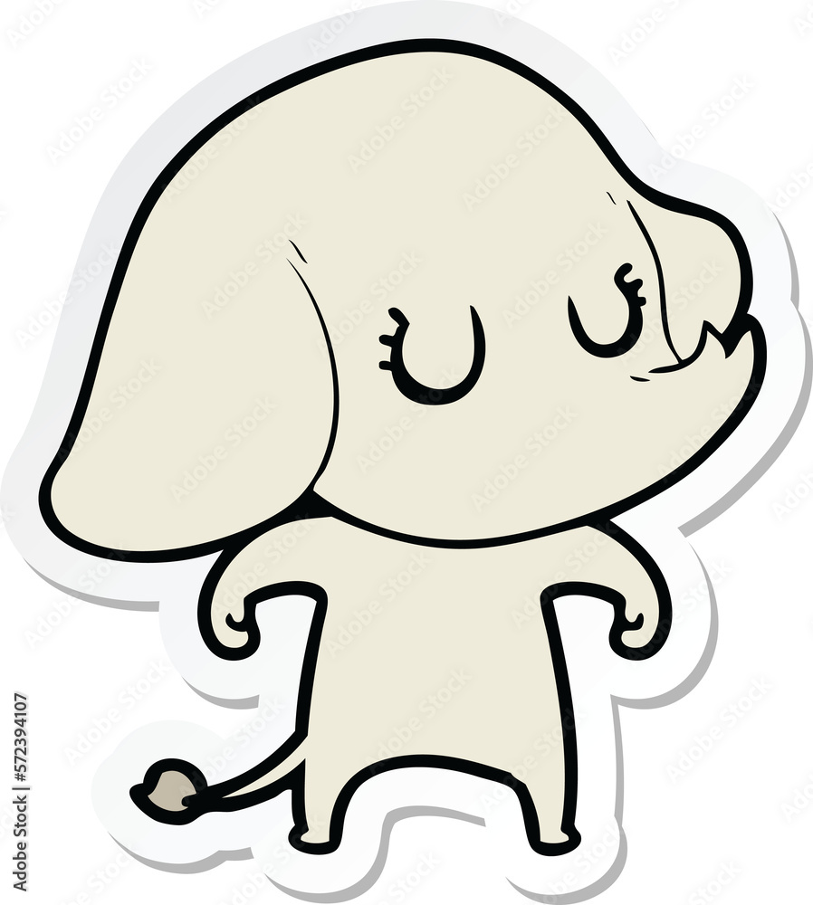 sticker of a cute cartoon elephant sticker of a cute cartoon elephant