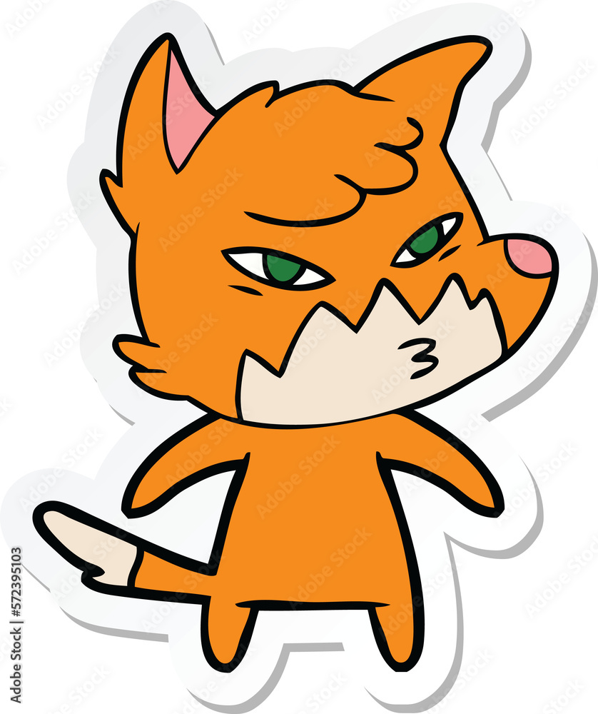 sticker of a clever cartoon fox sticker of a clever cartoon fox