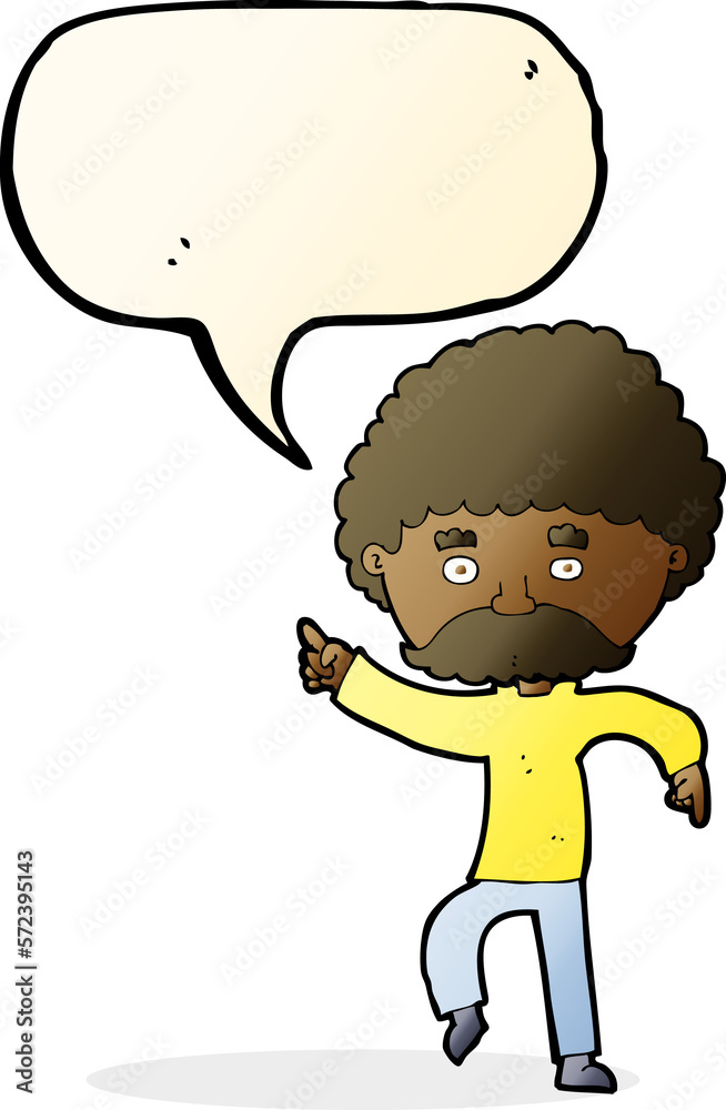 Fototapeta premium cartoon seventies style man disco dancing with speech bubble