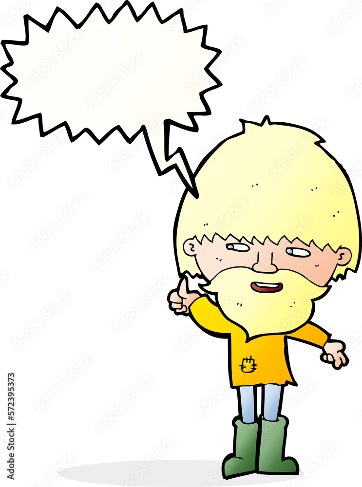 cartoon hippie man in wellington boots with speech bubble cartoon hippie man in wellington boots with speech bubble