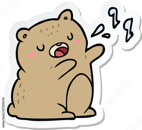 sticker of a cartoon singing bear