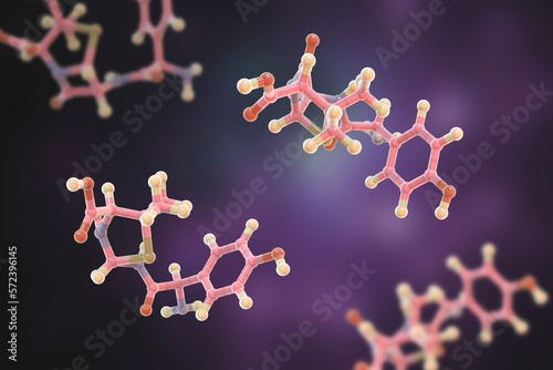 Molecular model of amoxicillin antibiotic, 3d illustration