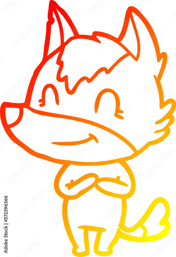 warm gradient line drawing friendly cartoon wolf warm gradient line drawing friendly cartoon wolf