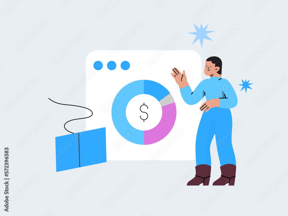 Person taking an online class. Vector illustration Person taking an online class. Vector illustration