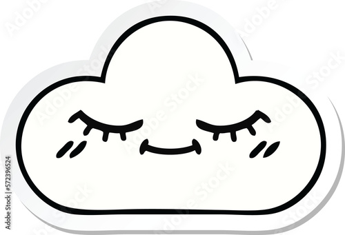sticker of a cute cartoon white cloud