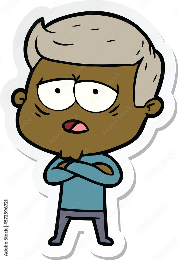 sticker of a cartoon tired man