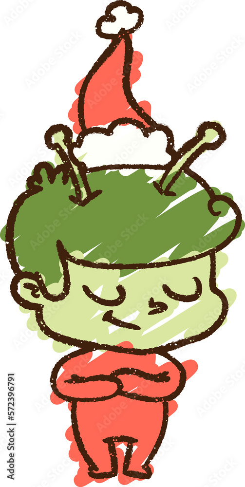 Fototapeta premium Christmas Alien Chalk Drawing