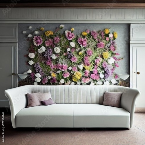 sofa and flowers
