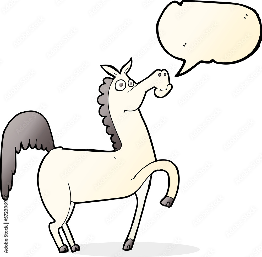 Fototapeta premium funny cartoon horse with speech bubble