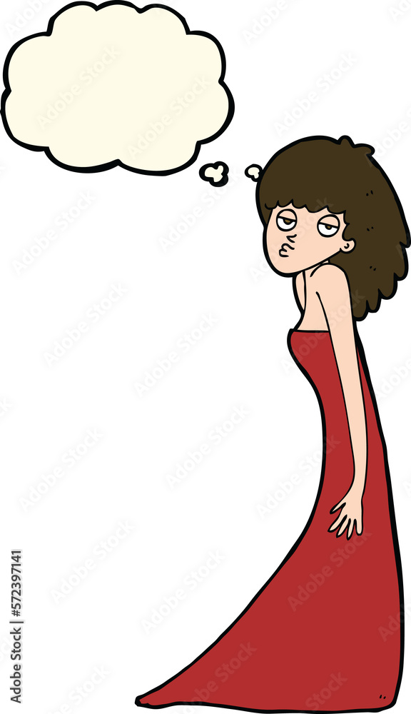 cartoon woman pulling photo face with thought bubble cartoon woman pulling photo face with thought bubble