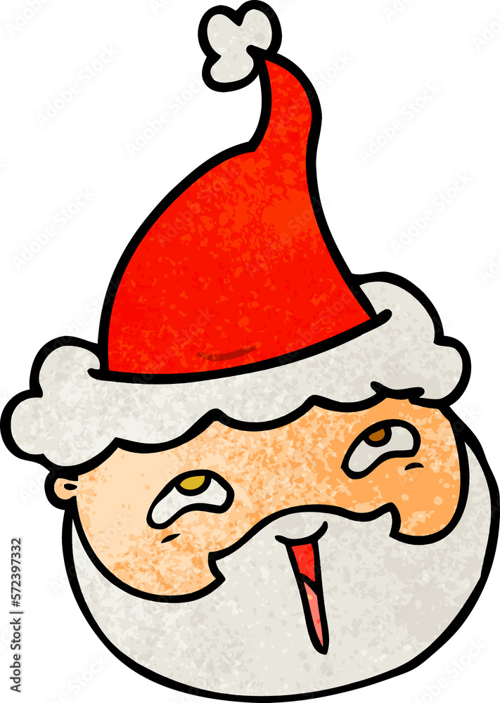 textured cartoon of a male face with beard wearing santa hat textured cartoon of a male face with beard wearing santa hat