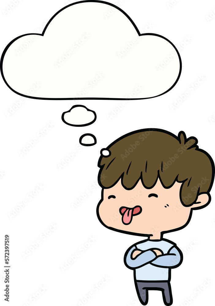 cartoon boy sticking out tongue and thought bubble cartoon boy sticking out tongue and thought bubble