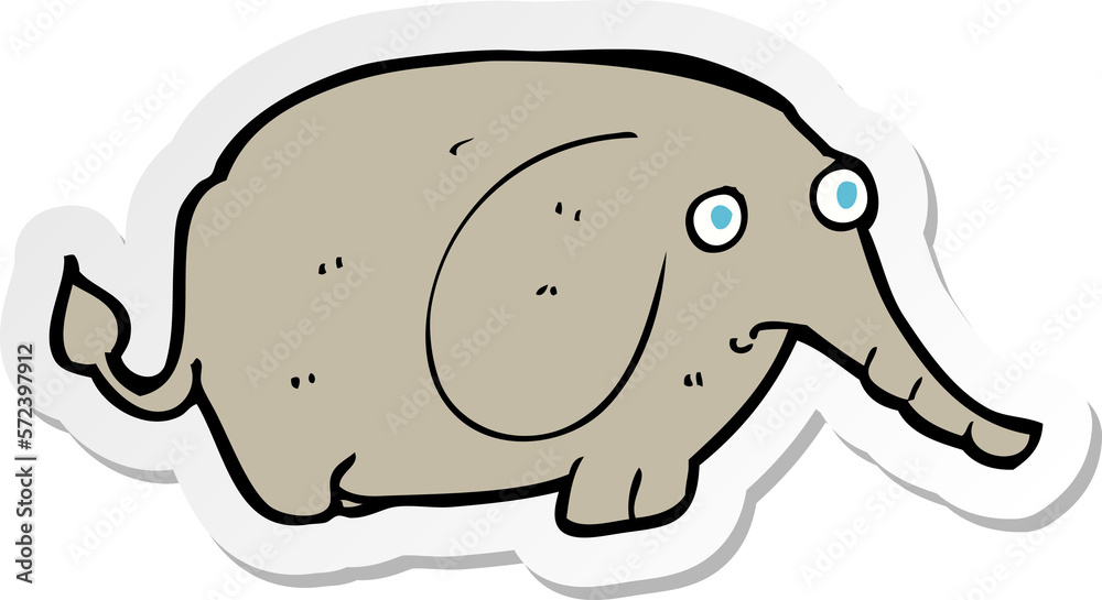 sticker of a cartoon sad little elephant