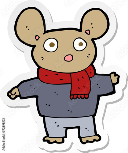 sticker of a cartoon mouse in clothes