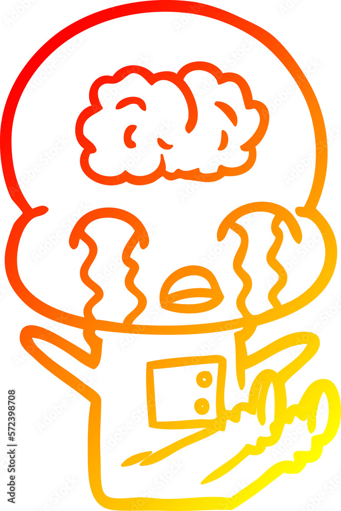 warm gradient line drawing cartoon big brain alien crying warm gradient line drawing cartoon big brain alien crying