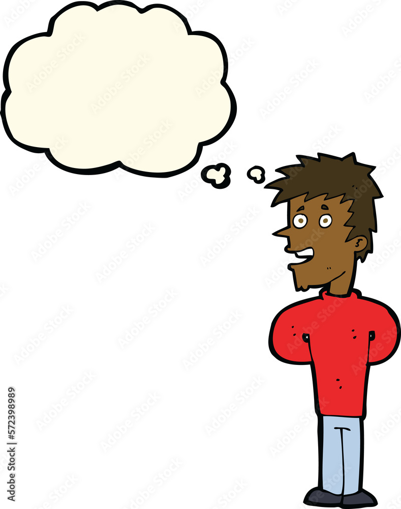 cartoon happy man with thought bubble cartoon happy man with thought bubble