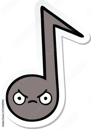 sticker of a cute cartoon musical note