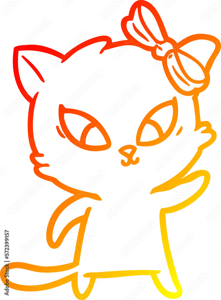 warm gradient line drawing cartoon cat warm gradient line drawing cartoon cat