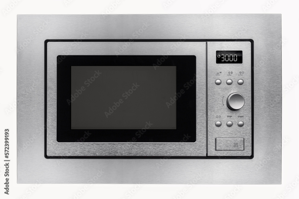 metal microwave oven, with buttons and an electronic panel metal microwave oven, with buttons and an electronic panel