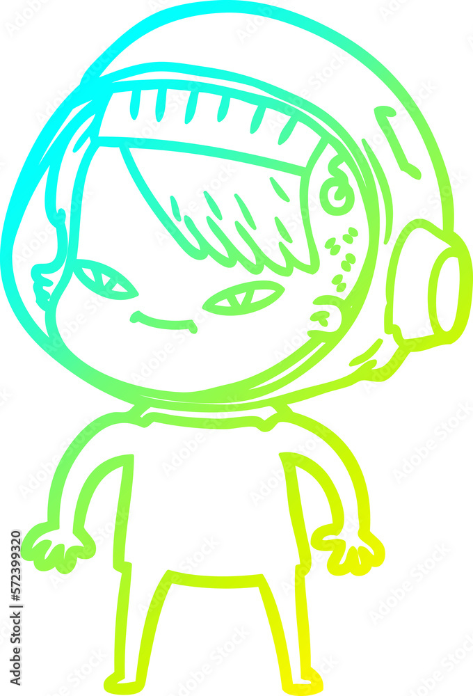 cold gradient line drawing cartoon astronaut woman cold gradient line drawing cartoon astronaut woman