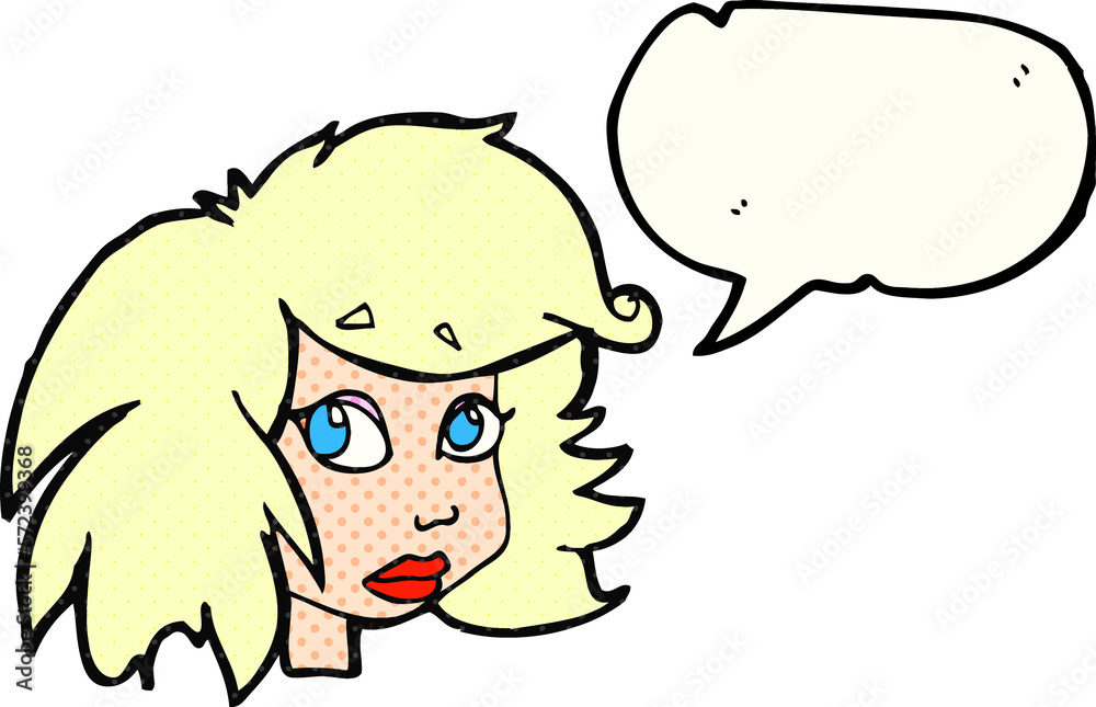 comic book speech bubble cartoon female face