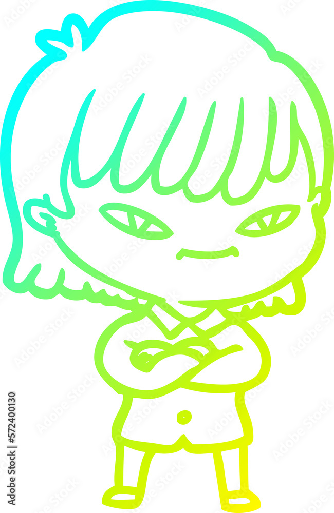 cold gradient line drawing cartoon woman cold gradient line drawing cartoon woman