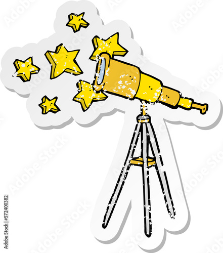 retro distressed sticker of a cartoon telescope