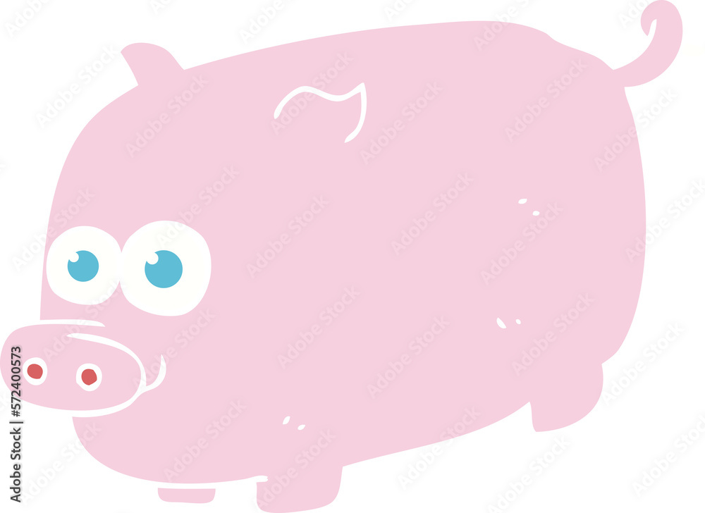 flat color illustration of a cartoon pig flat color illustration of a cartoon pig