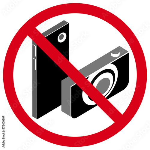 No Photos or Shooting Video on Phone, red prohibited sign, please do not use mobile phone or camera