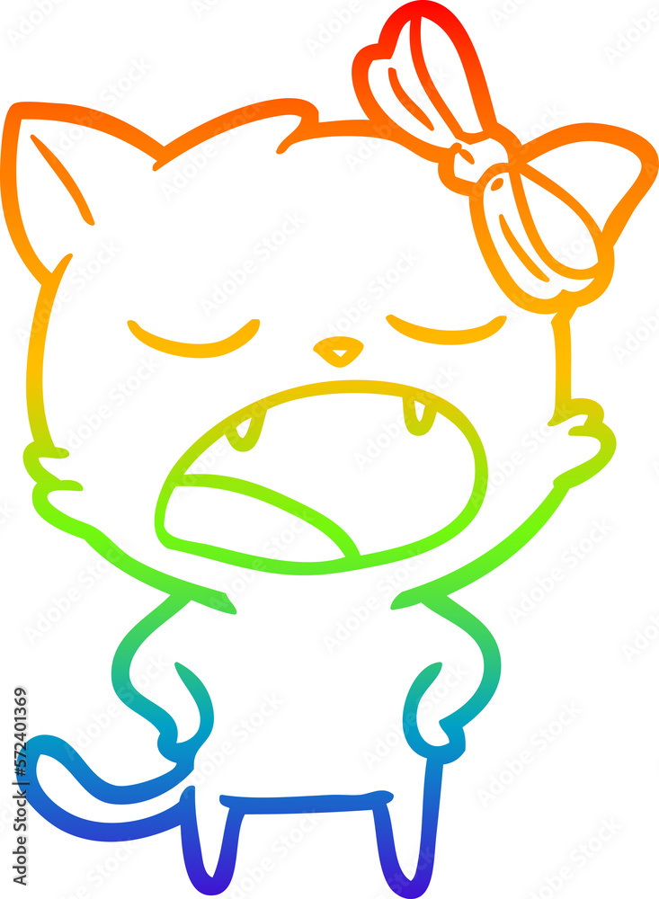 rainbow gradient line drawing cartoon yawning cat rainbow gradient line drawing cartoon yawning cat