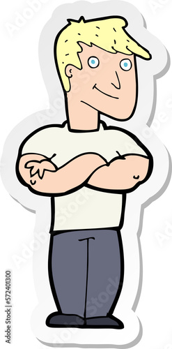 sticker of a cartoon muscular man