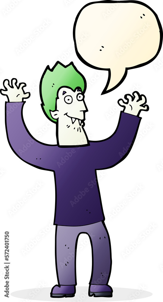 Obraz premium cartoon halloween vampire with speech bubble