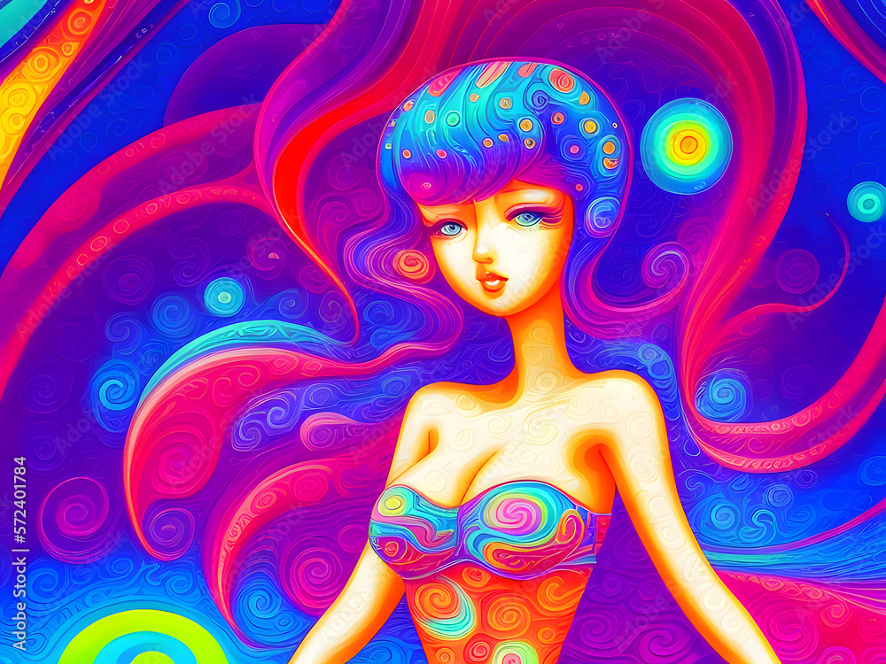 1980ger Stil im Rausch der Farben. Junge Frau im Retro Style - created with hyperrealistic generative AI technology 1980ger Stil im Rausch der Farben. Junge Frau im Retro Style - created with hyperrealistic generative AI technology