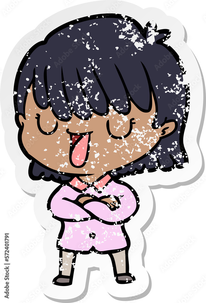 Fototapeta premium distressed sticker of a cartoon woman