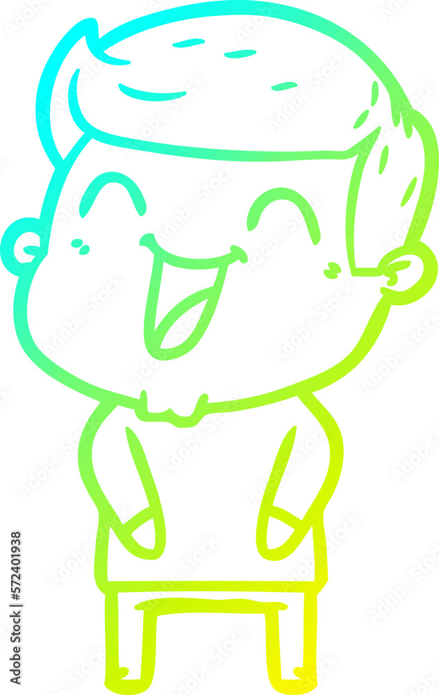 cold gradient line drawing cartoon man laughing