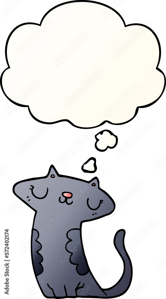 cartoon cat and thought bubble in smooth gradient style cartoon cat and thought bubble in smooth gradient style